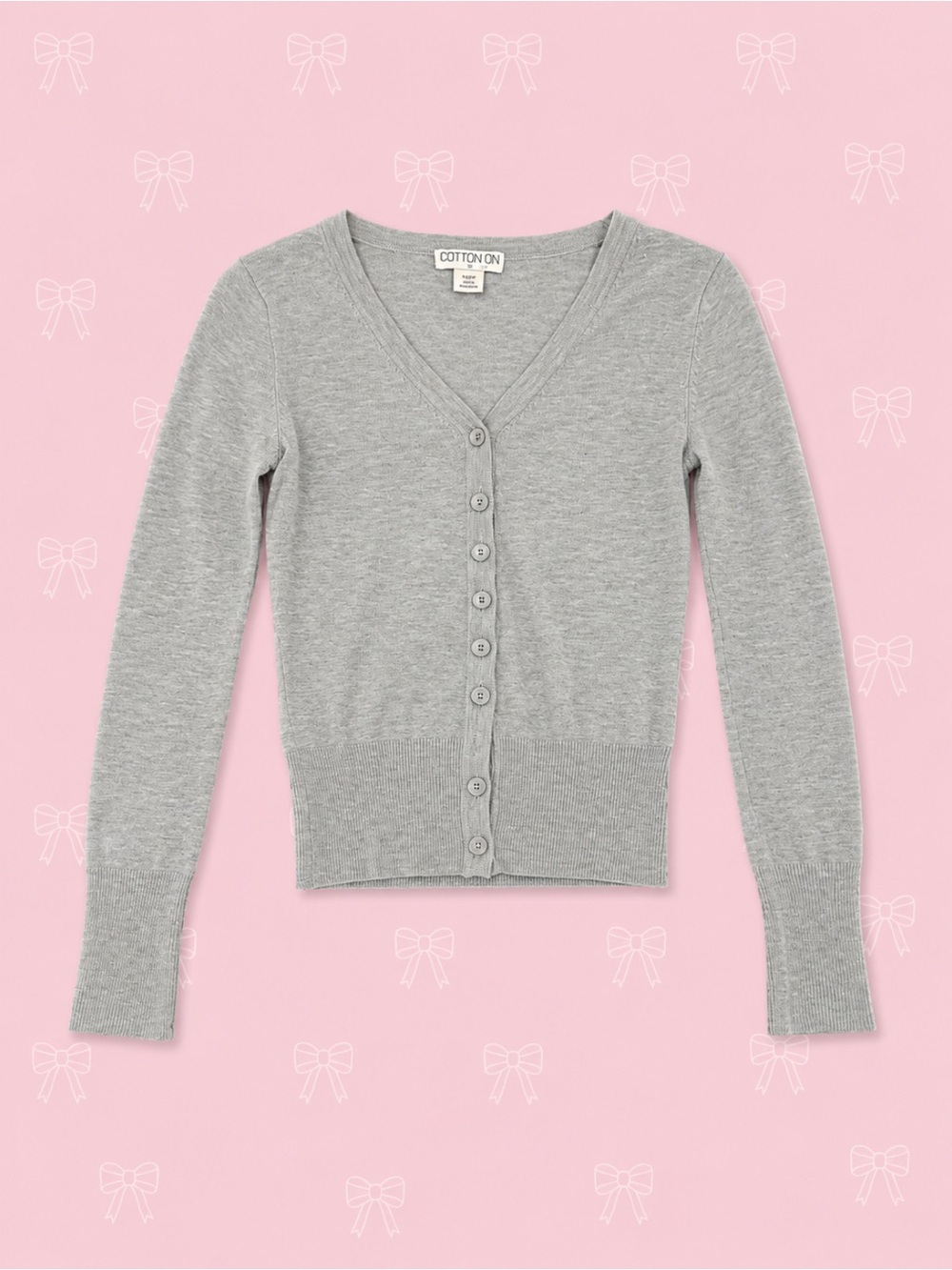 Light Gray V-Neck Button-Up Cardigan